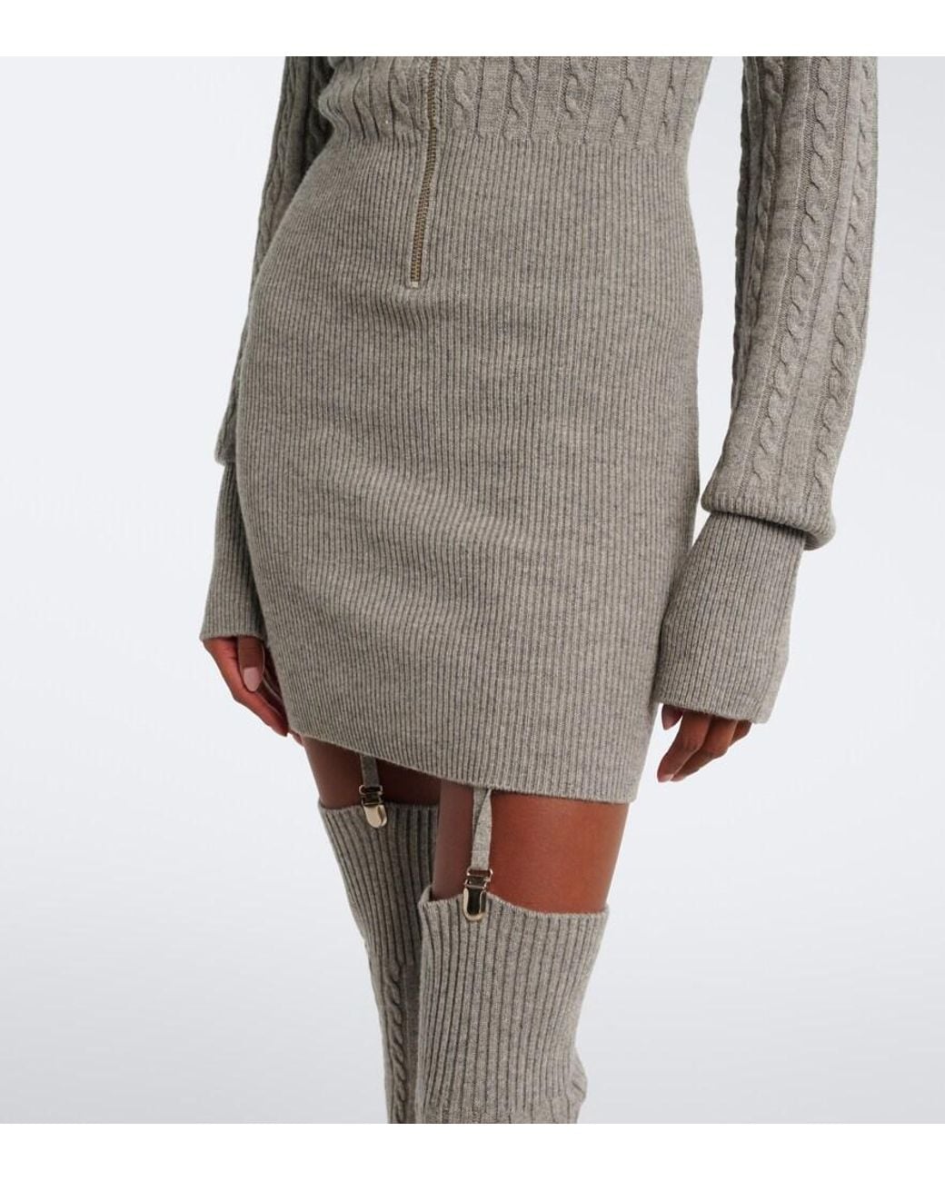 AYA MUSE Gray Rovo Minidress And Over-The-Knee Socks Set