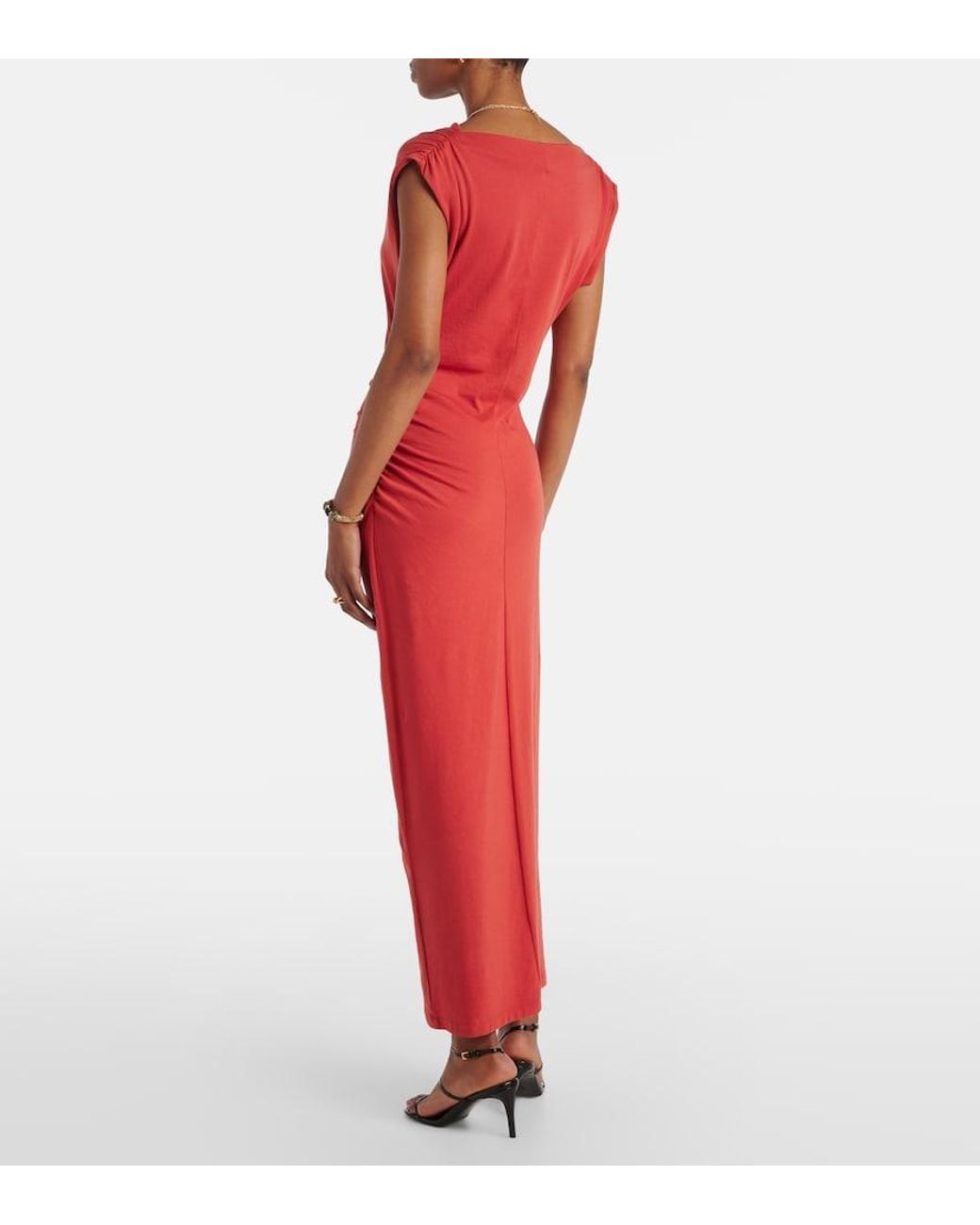 Vince Red Cotton Jersey Maxi Dress