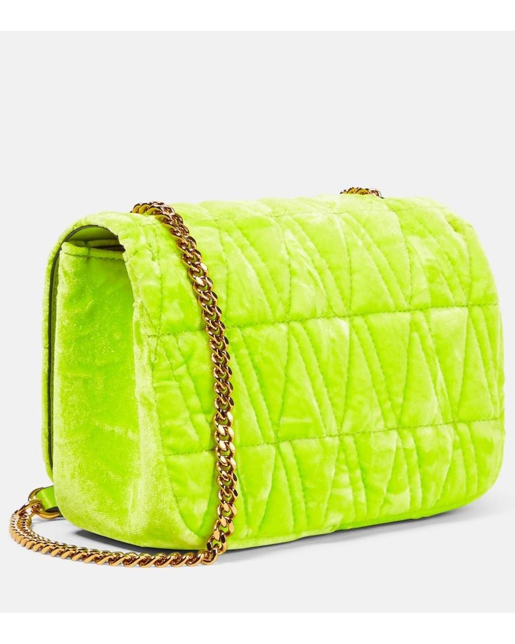 Versace Yellow Virtus Small Velvet Shoulder Bag
