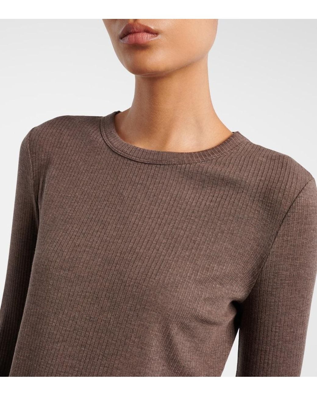 Max Mara Brown Ribbed-Knit T-Shirt