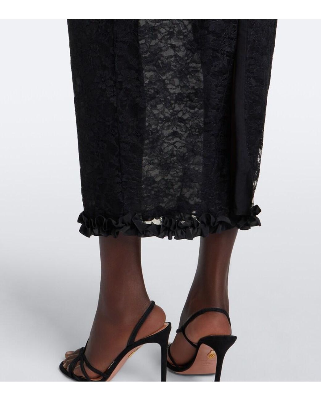 Alessandra Rich Black Bow-Detail Ruffled Lace Cocktail Dress