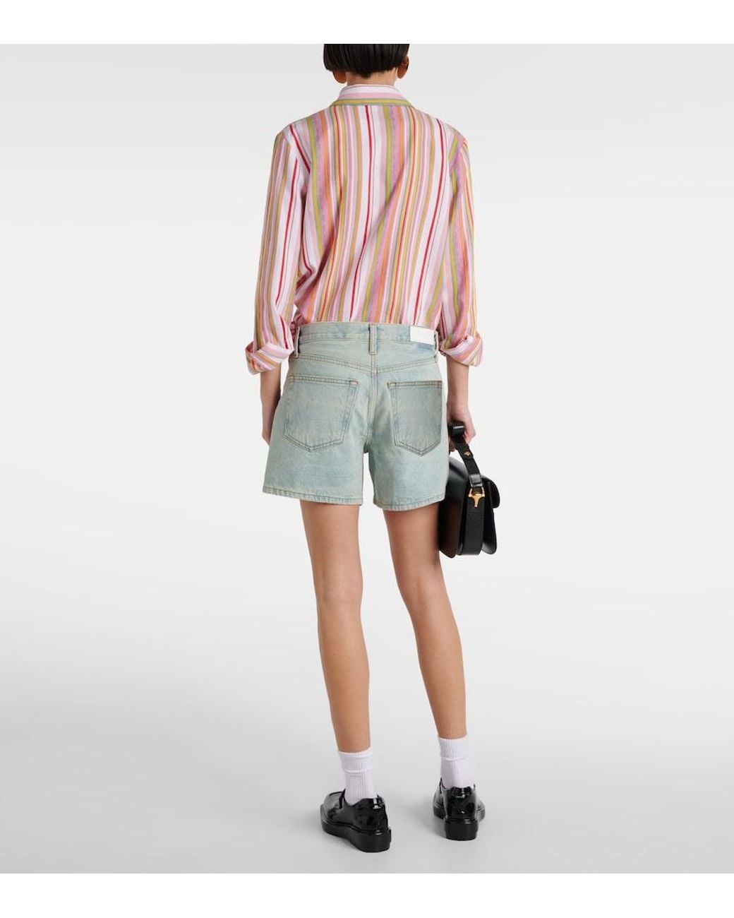 Re/done Blue Mid-Rise Denim Shorts
