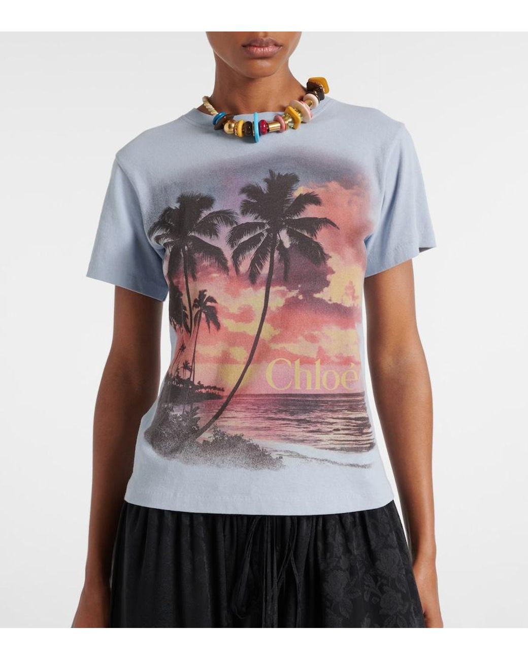 Chloé Gray Printed Cotton Jersey T-Shirt