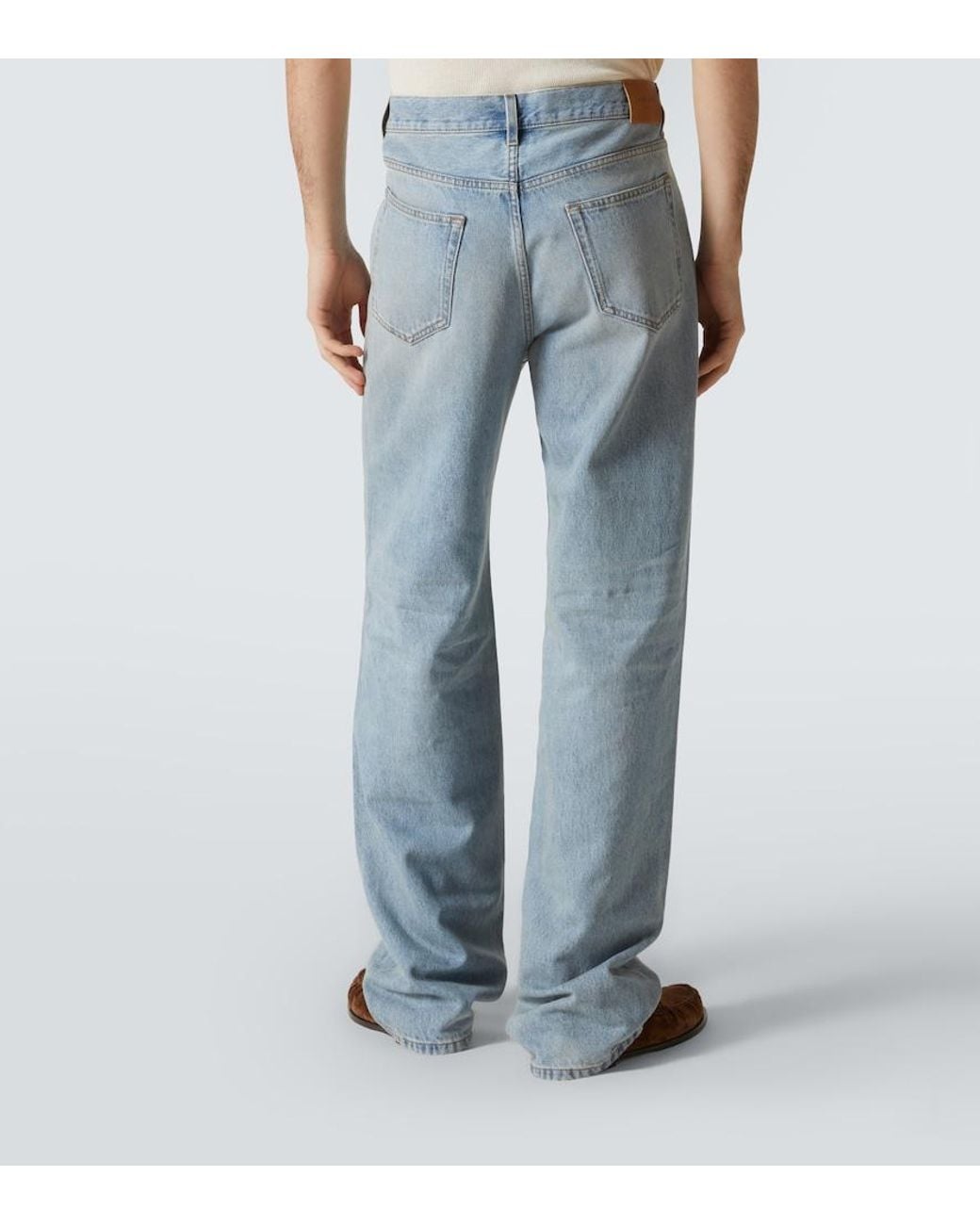 Saint Laurent Blue Mid-Rise Straight Jeans for men