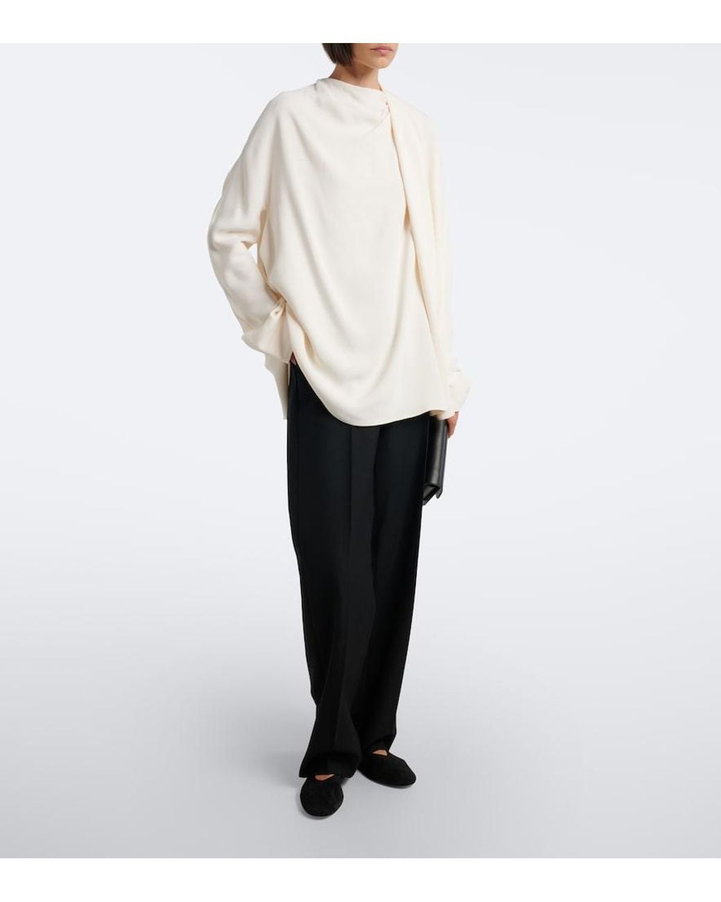 Totême White Draped Cady Blouse