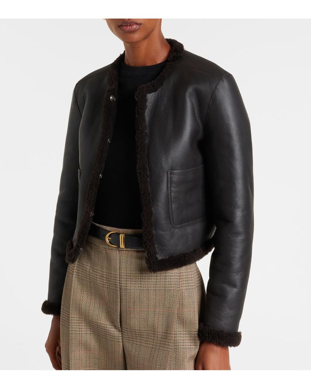 Dorothee Schumacher Black Soft Touch Cropped Reversible Leather Jacket