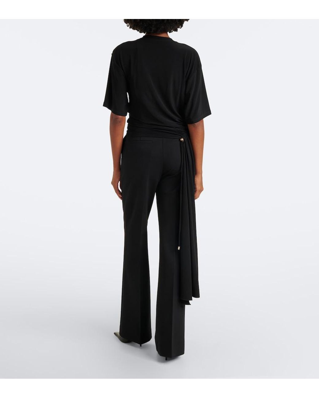 Sportmax Black Asymmetric Draped Jersey Top