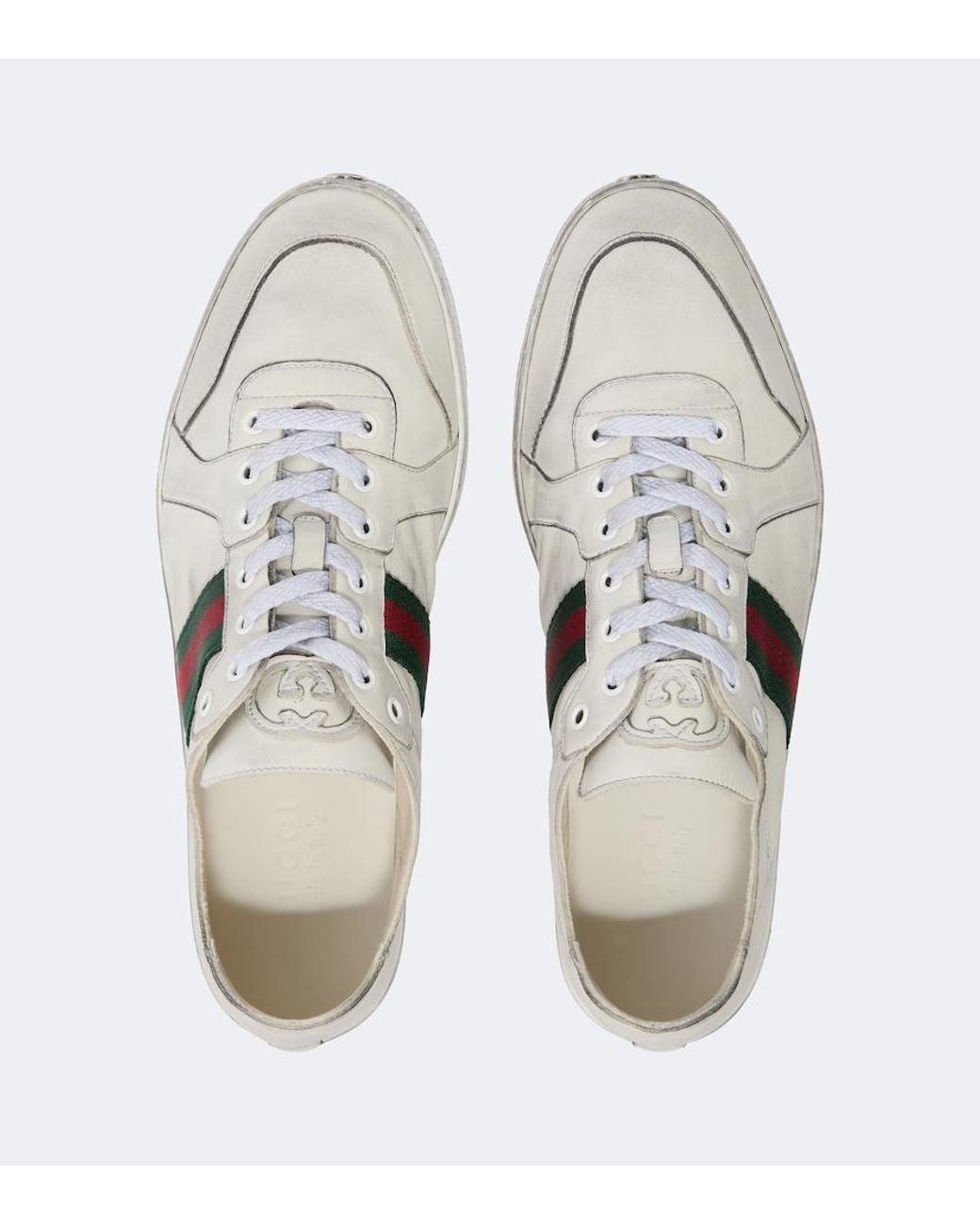 Gucci Metallic Stretch Web Stripe Leather Sneakers for men