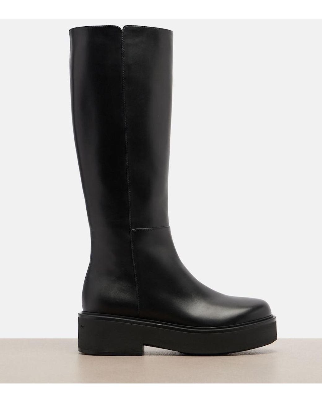 Gianvito Rossi Black Hiro Leather Mid-Calf Boots