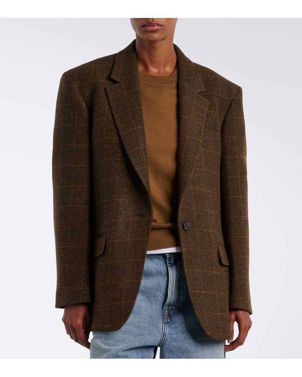 Rohe Brown Checked Oversized Wool Blazer