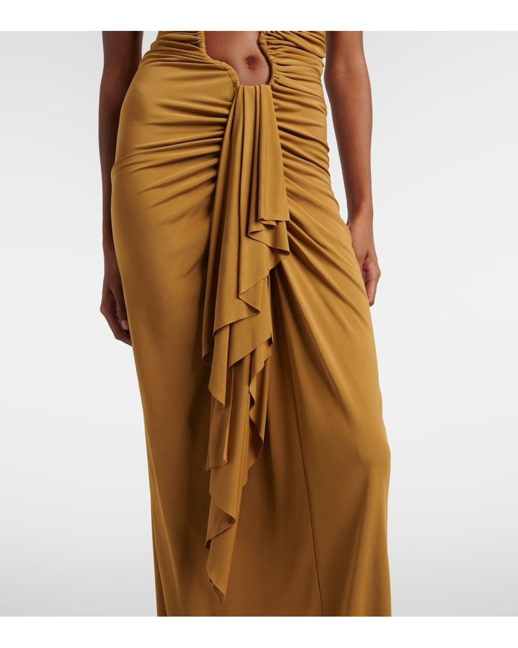 Christopher Esber Metallic Salacia Cutout Draped Maxi Dress