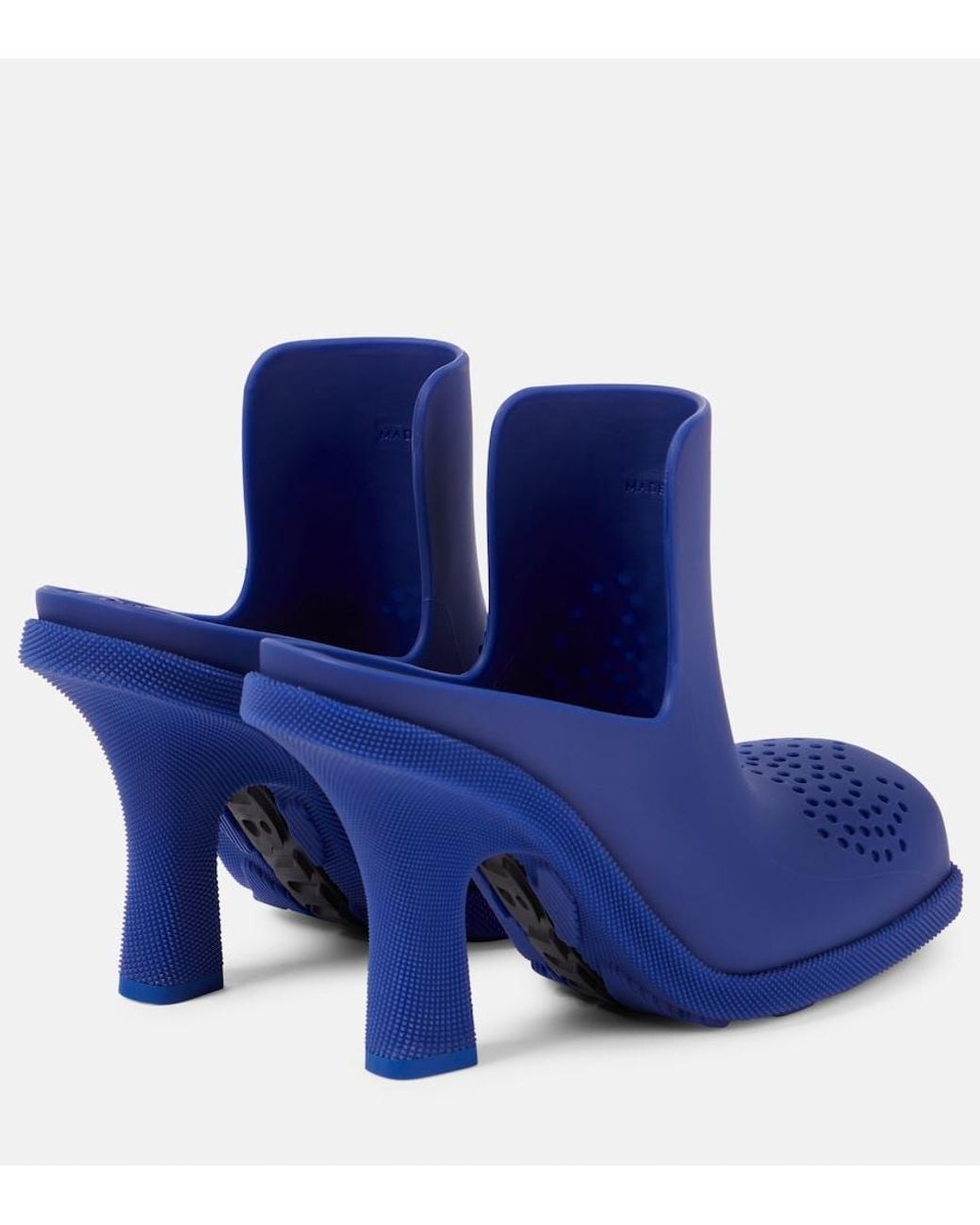 Burberry Blue Rubber Heeled Mules