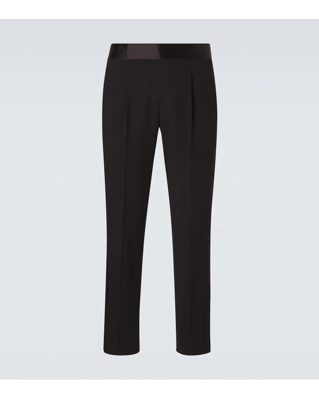 Giorgio Armani Black Virgin Wool Tuxedo Pants for men