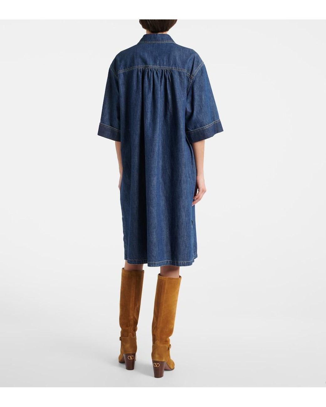 Valentino Garavani Blue Denim Shirt Dress