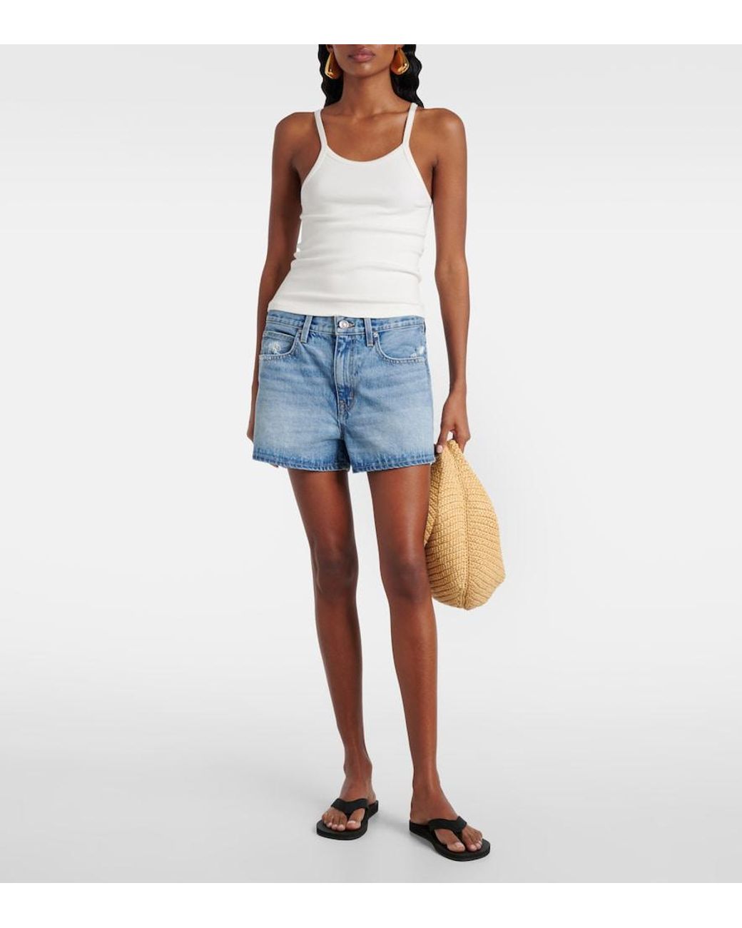 SLVRLAKE Denim Blue Mila Mid-Rise Denim Shorts