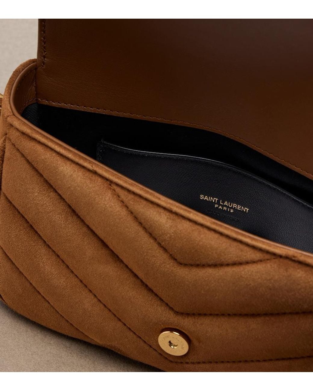 Saint Laurent Brown Loulou Toy Matelasse Suede Crossbody Bag