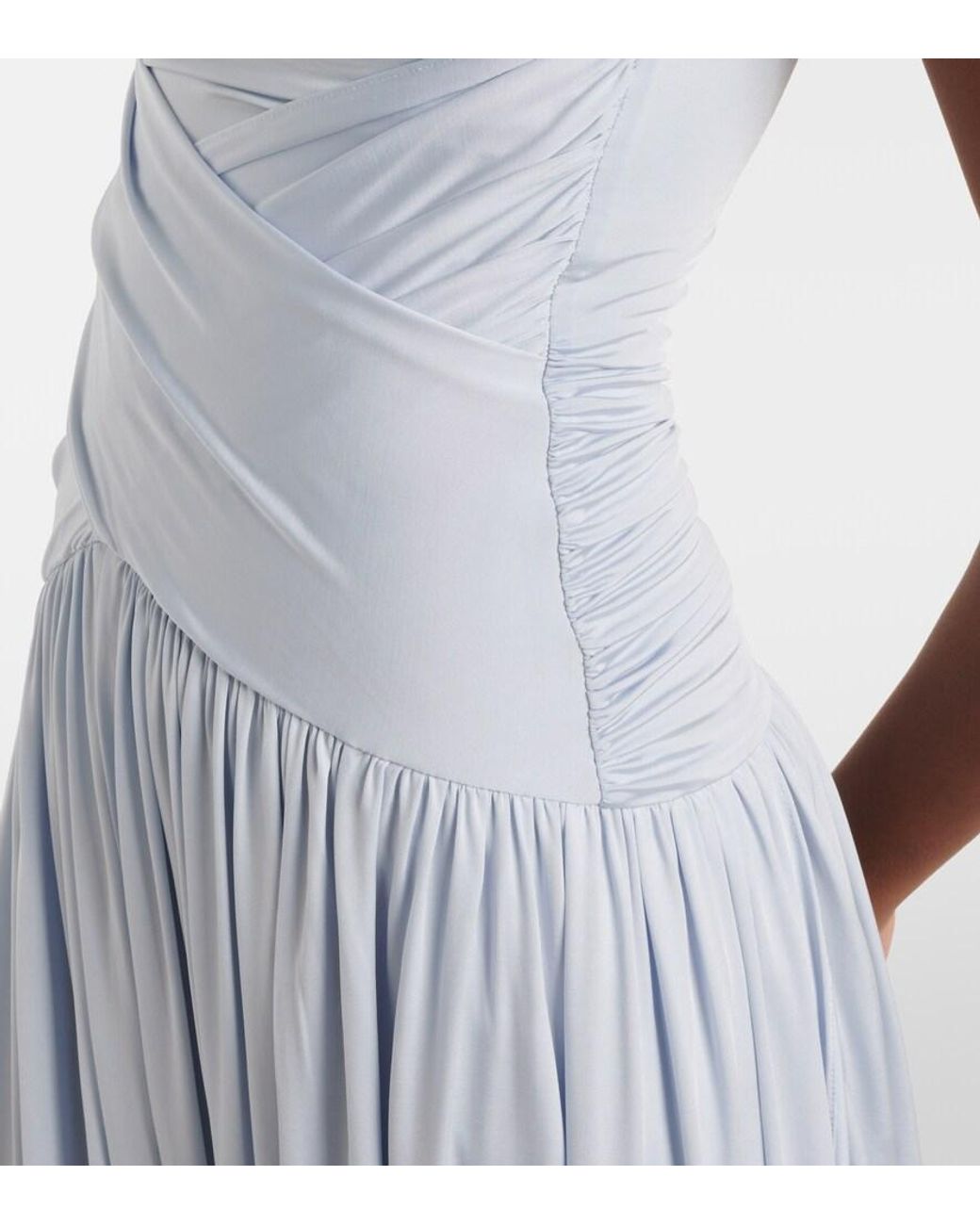 Self-Portrait Blue Draped Midi Dress