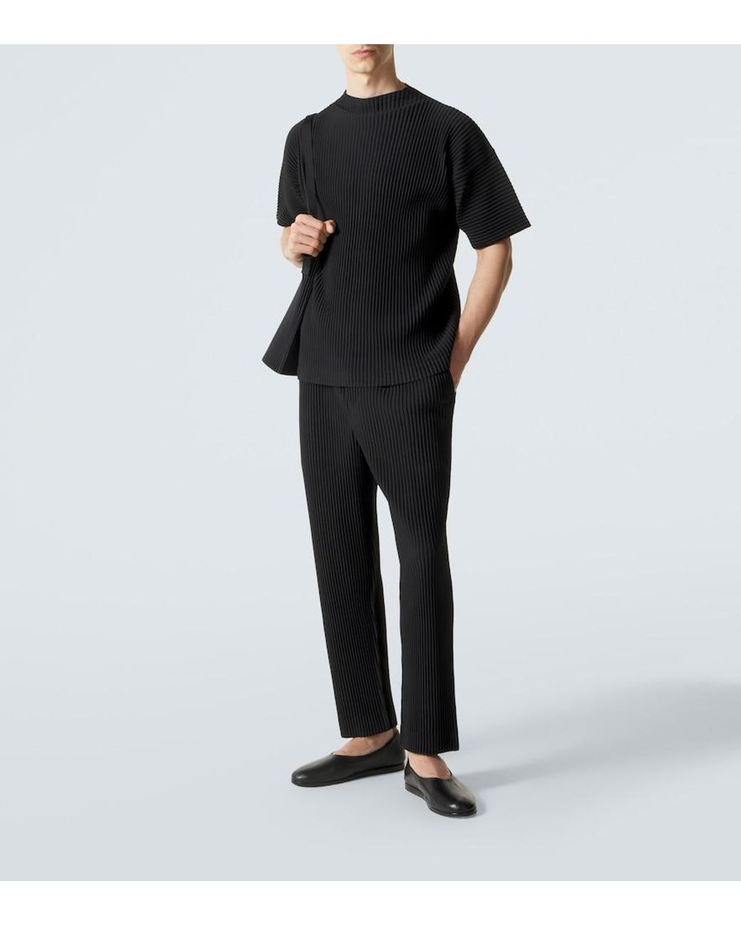 Homme Plissé Issey Miyake Black Monthly Colors: March Pleated T-Shirt for men