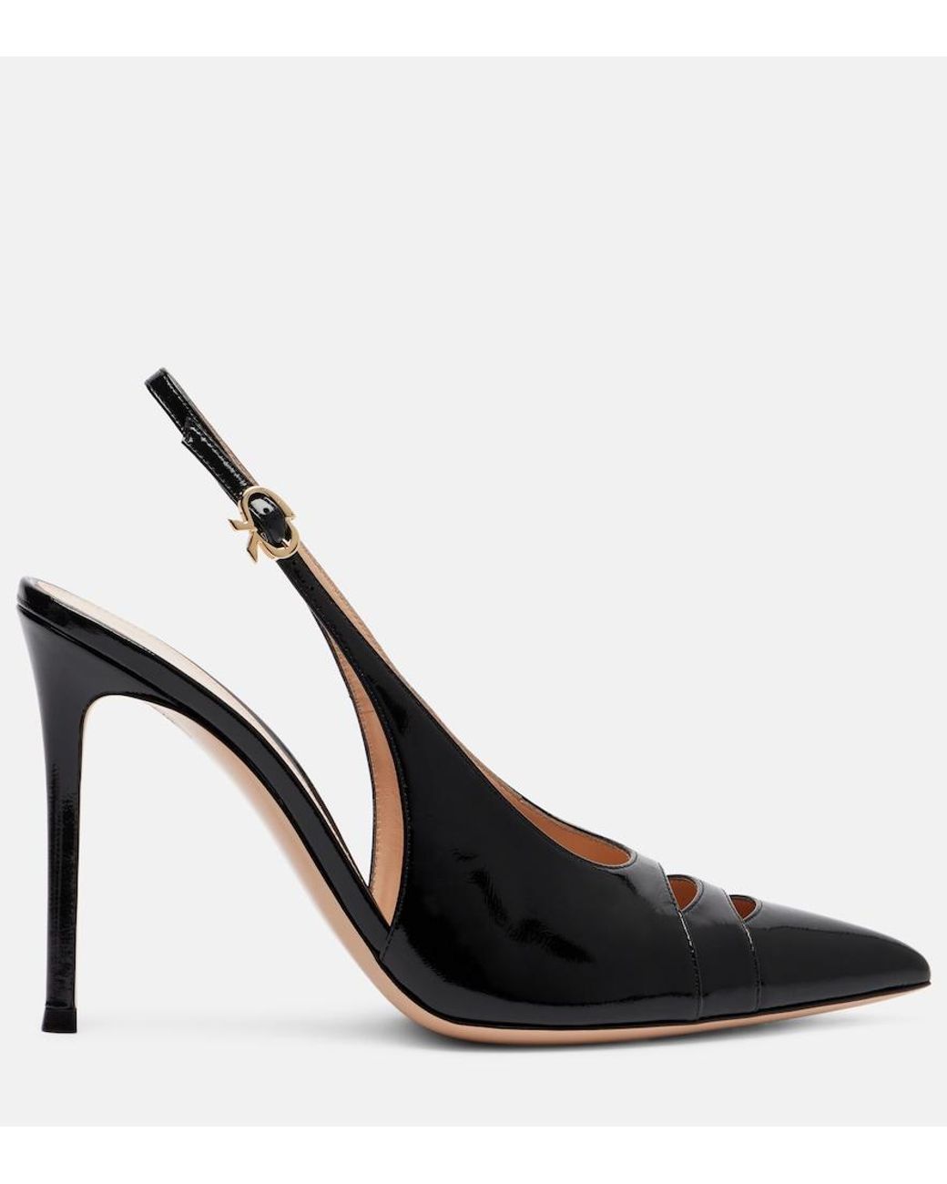 Gianvito Rossi Black Patent Leather Slingback Pumps