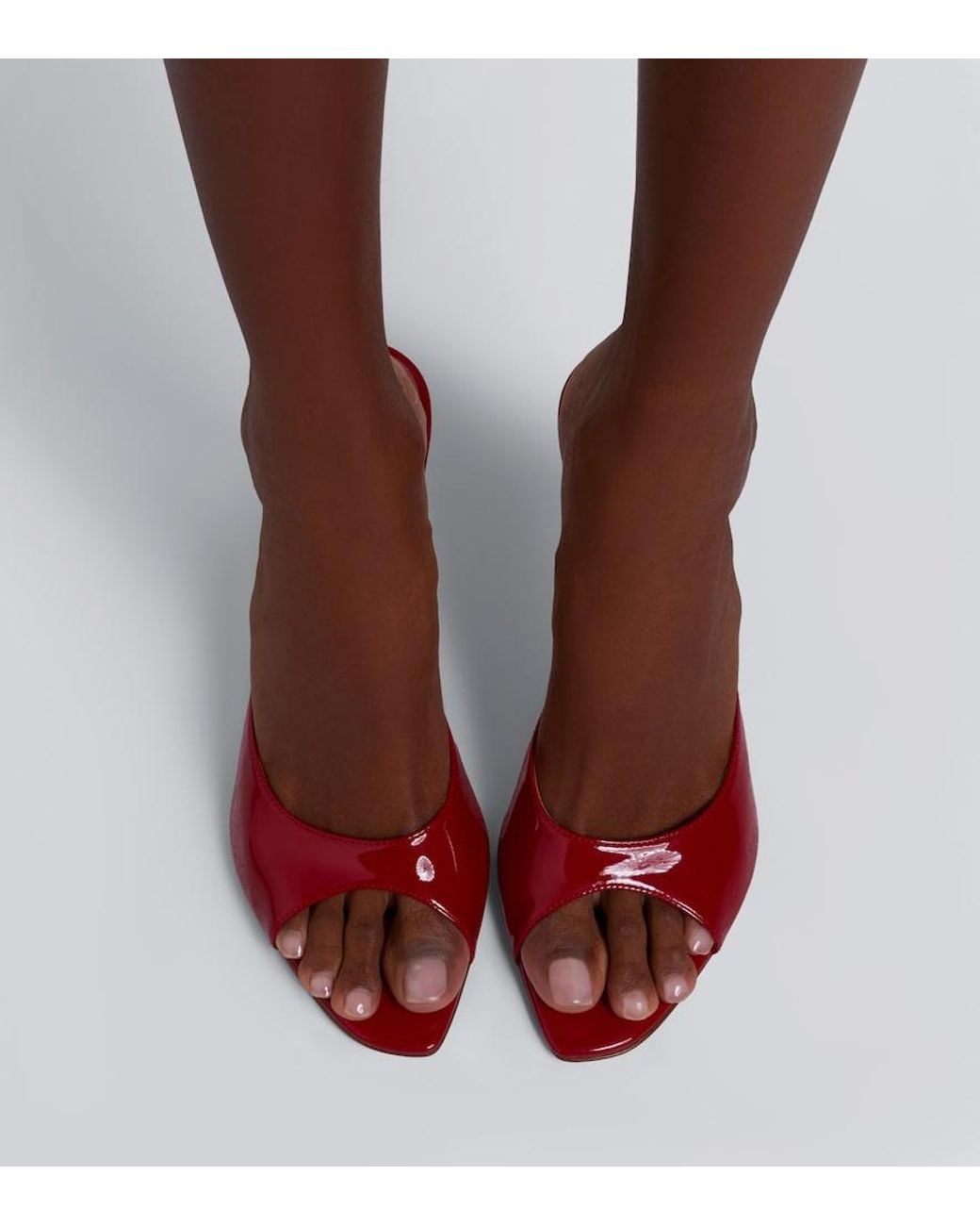 AMINA MUADDI Red Alexa Patent Leather Mules