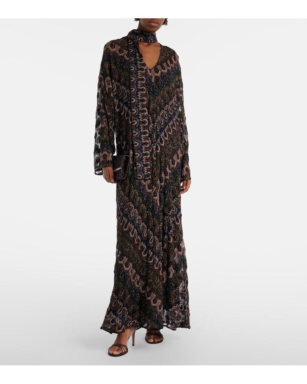 Missoni Black Chevron Lame Maxi Dress