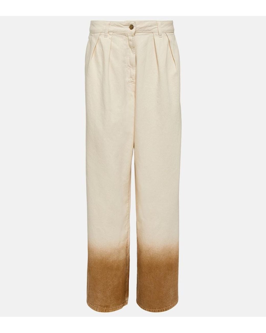 Alanui Natural High-Rise Wide-Leg Jeans
