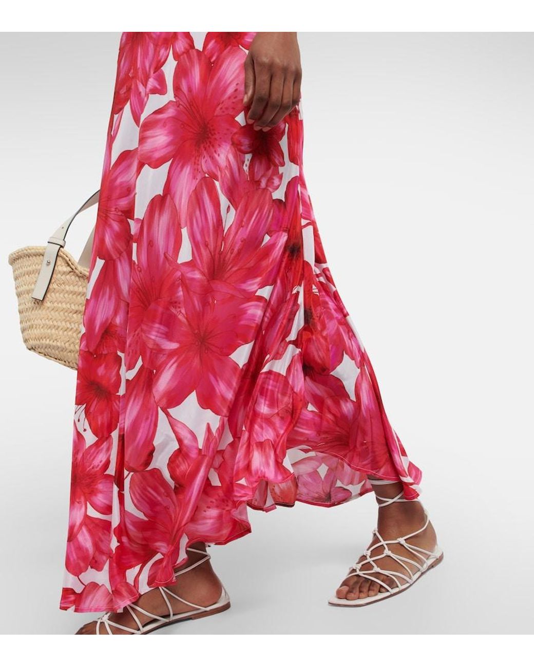 Alexandra Miro Red Colette Floral Cutout Maxi Dress