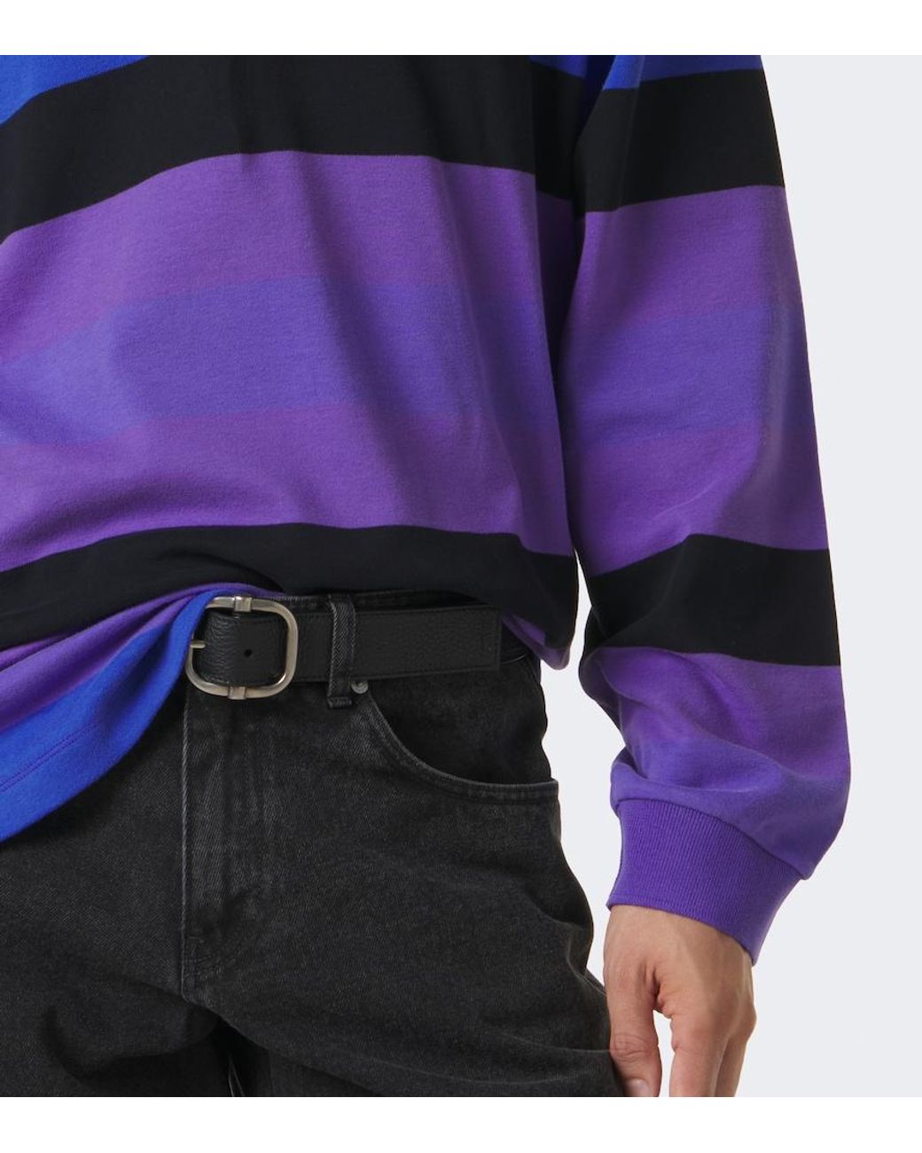 ERL Purple Striped Cotton Jersey Polo Shirt for men