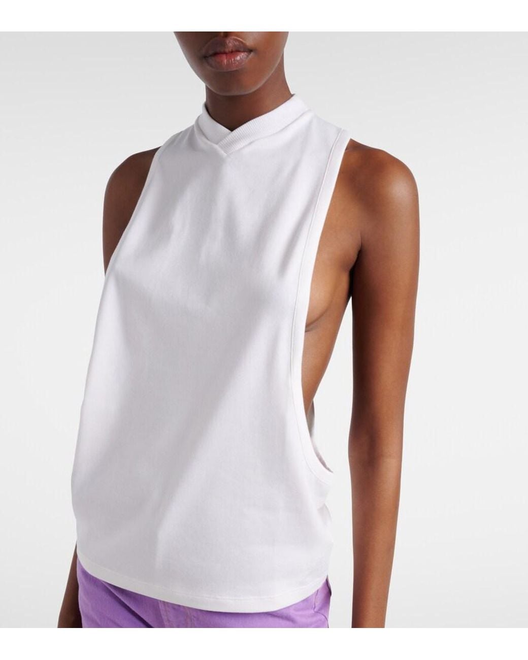 Versace White Cotton-Blend Jersey Tank Top