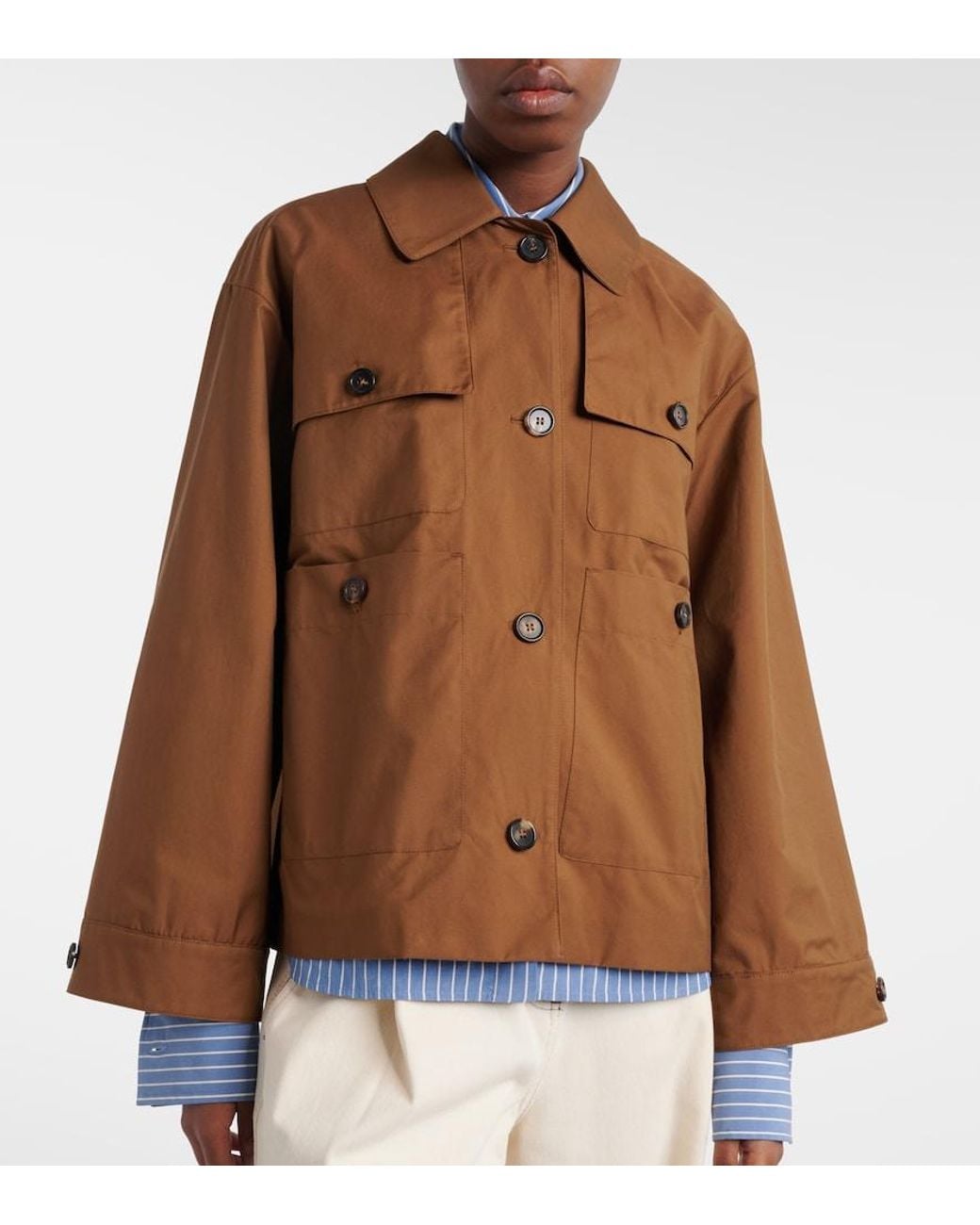 Max Mara Brown The Cube Bouquet Cotton-Blend Twill Jacket