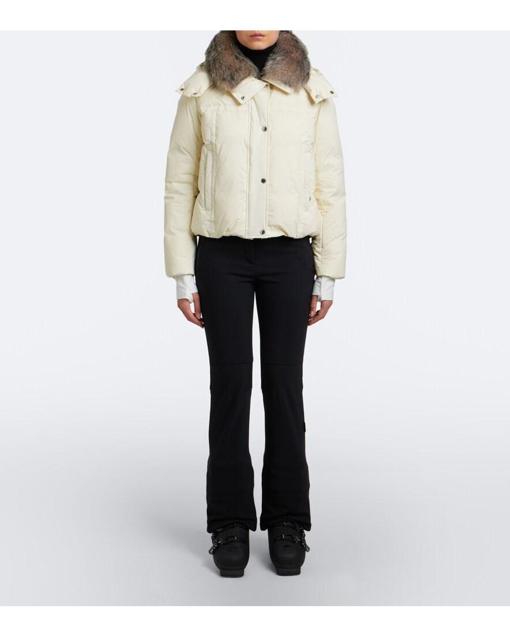 Yves Salomon Natural Shearling-Trimmed Hooded Down Ski Jacket