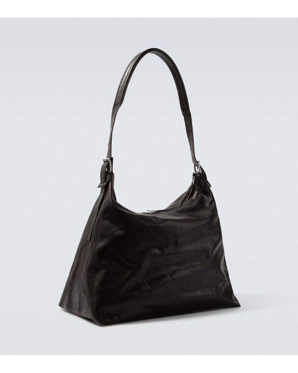 Lemaire Black Belted Leather Shoulder Bag for men
