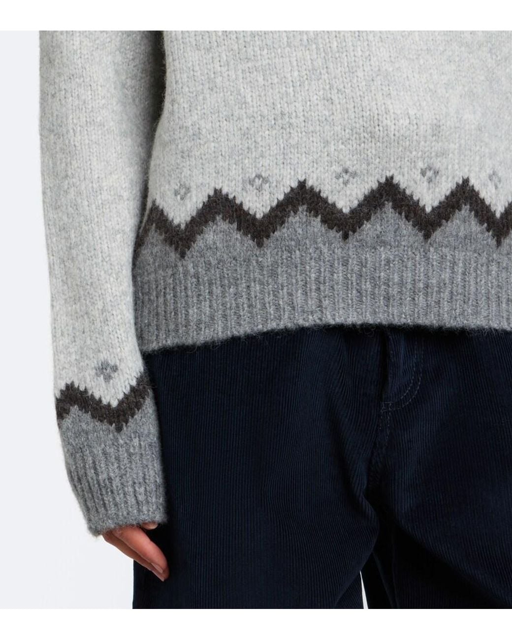 Nili Lotan Gray Alan Fair Isle Alpaca And Wool-Blend Sweater