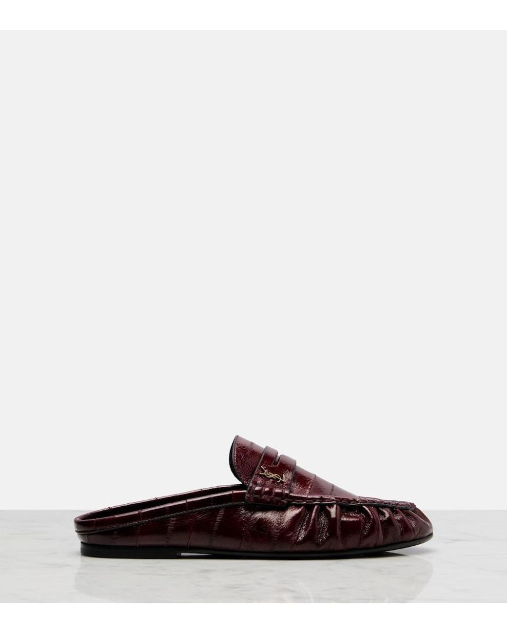 Saint Laurent Brown Le Loafer Eel Leather Mules