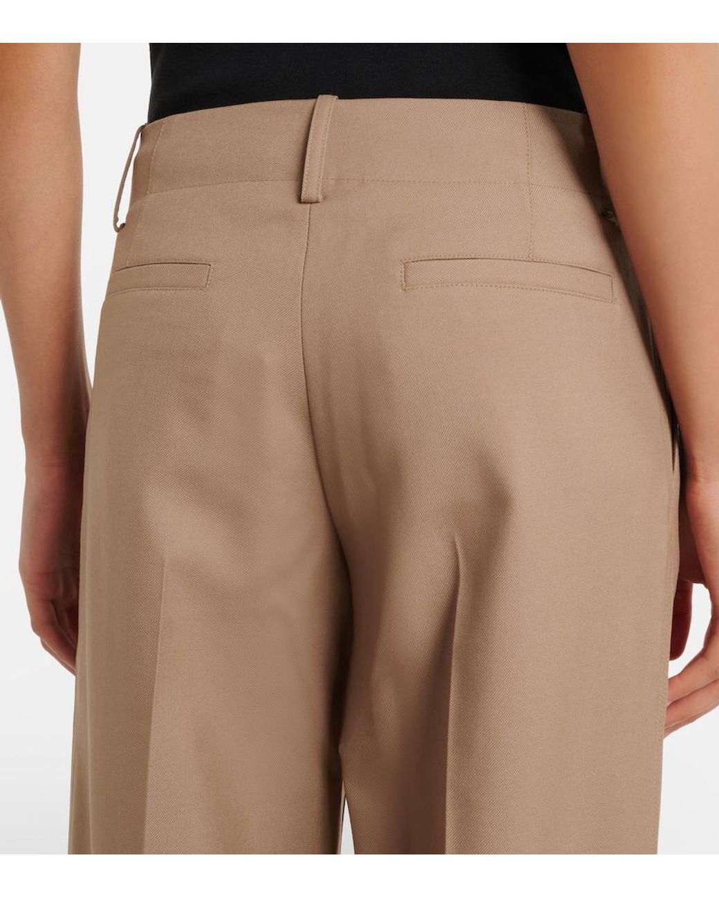 Proenza Schouler Natural Halima Wool-Blend Gabardine Wide-Leg Pants