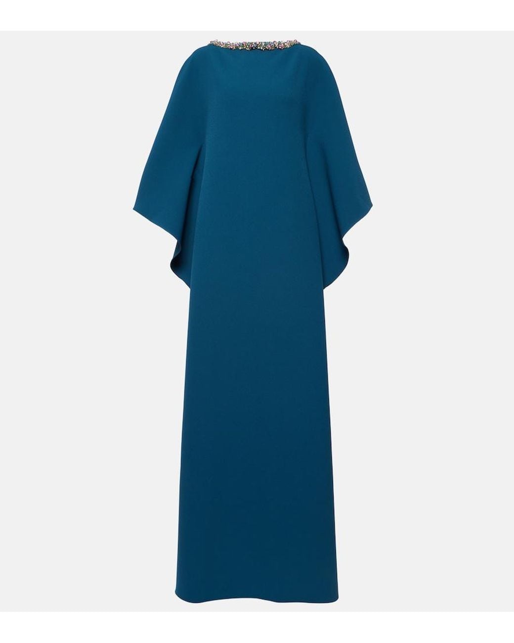 Safiyaa Blue Amarella Embellished Crepe Gown