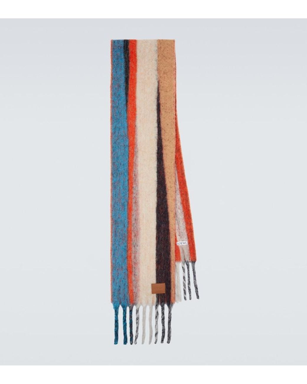 Loewe Multicolor Fringed Striped Alpaca-Blend Scarf for men