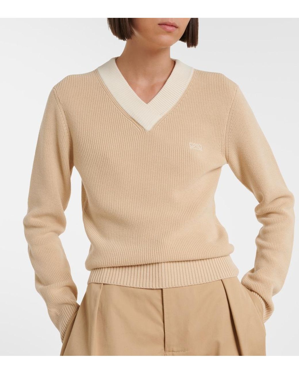 Loewe Natural Double L Cotton And Wool Sweater