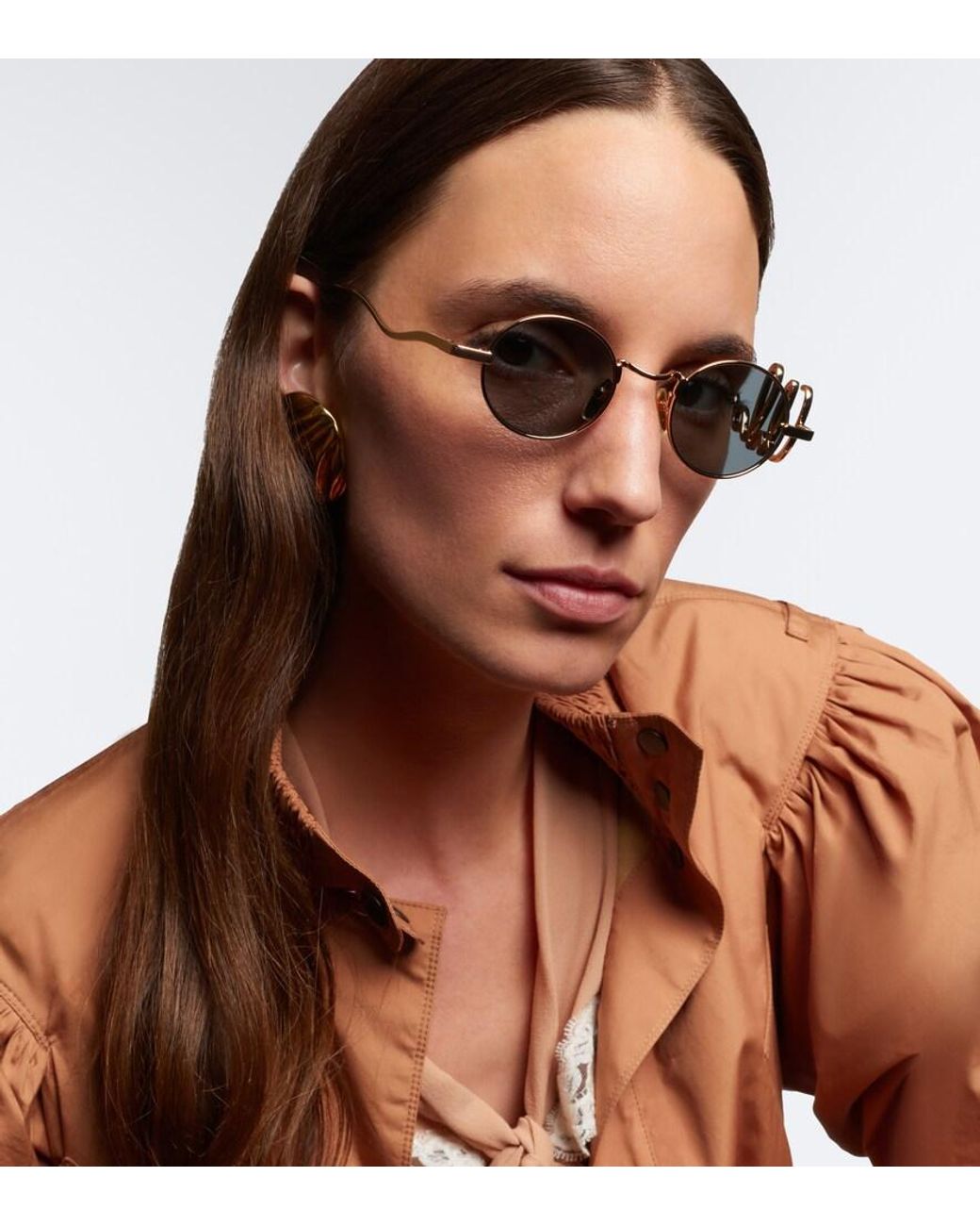Chloé Metallic Logo Round Sunglasses