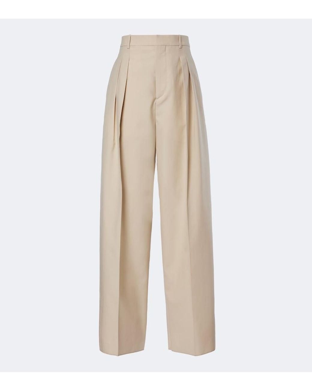 Bottega Veneta Natural Wool And Cotton Wide-Leg Pants