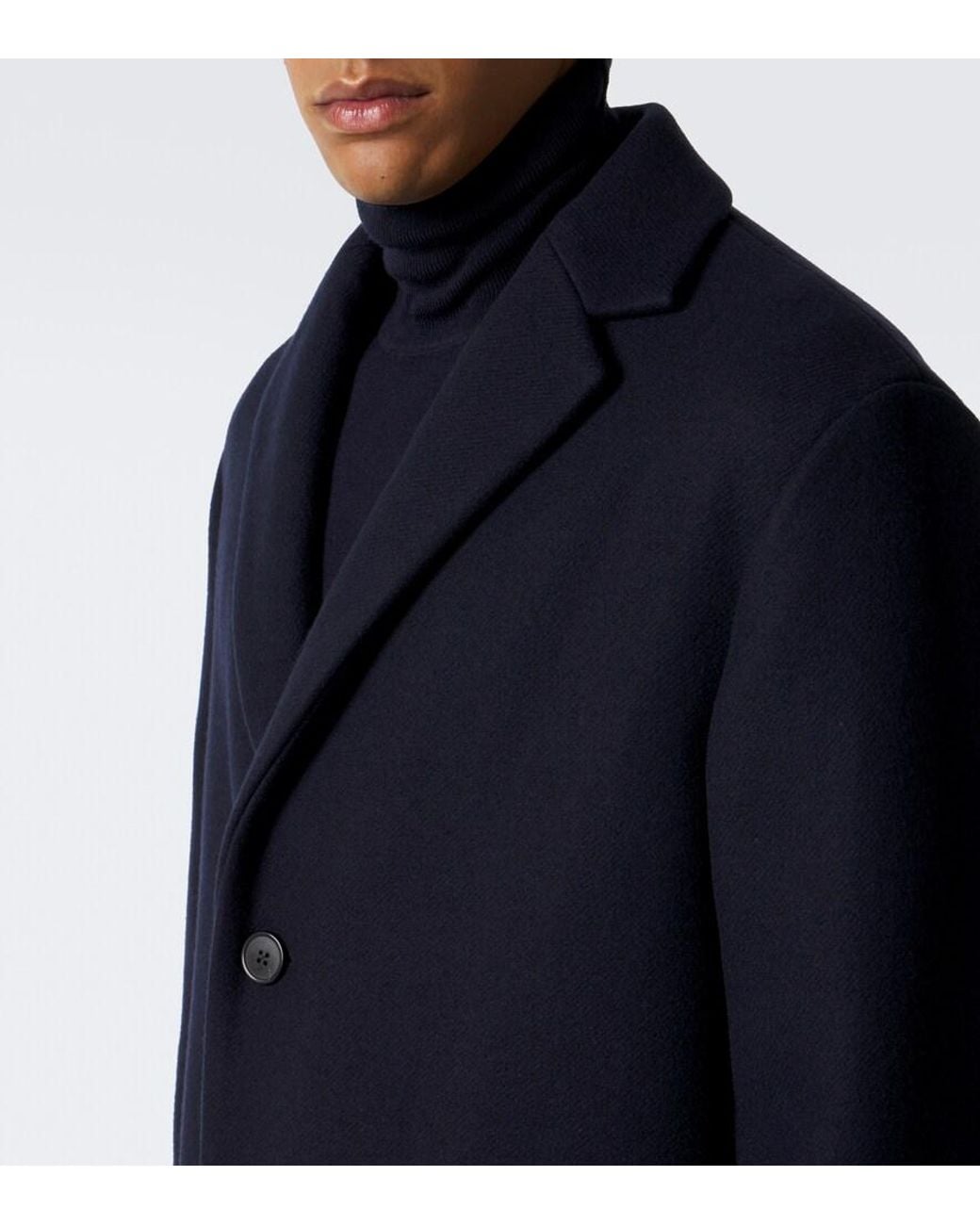 Dries Van Noten Blue Wool-Blend Coat for men