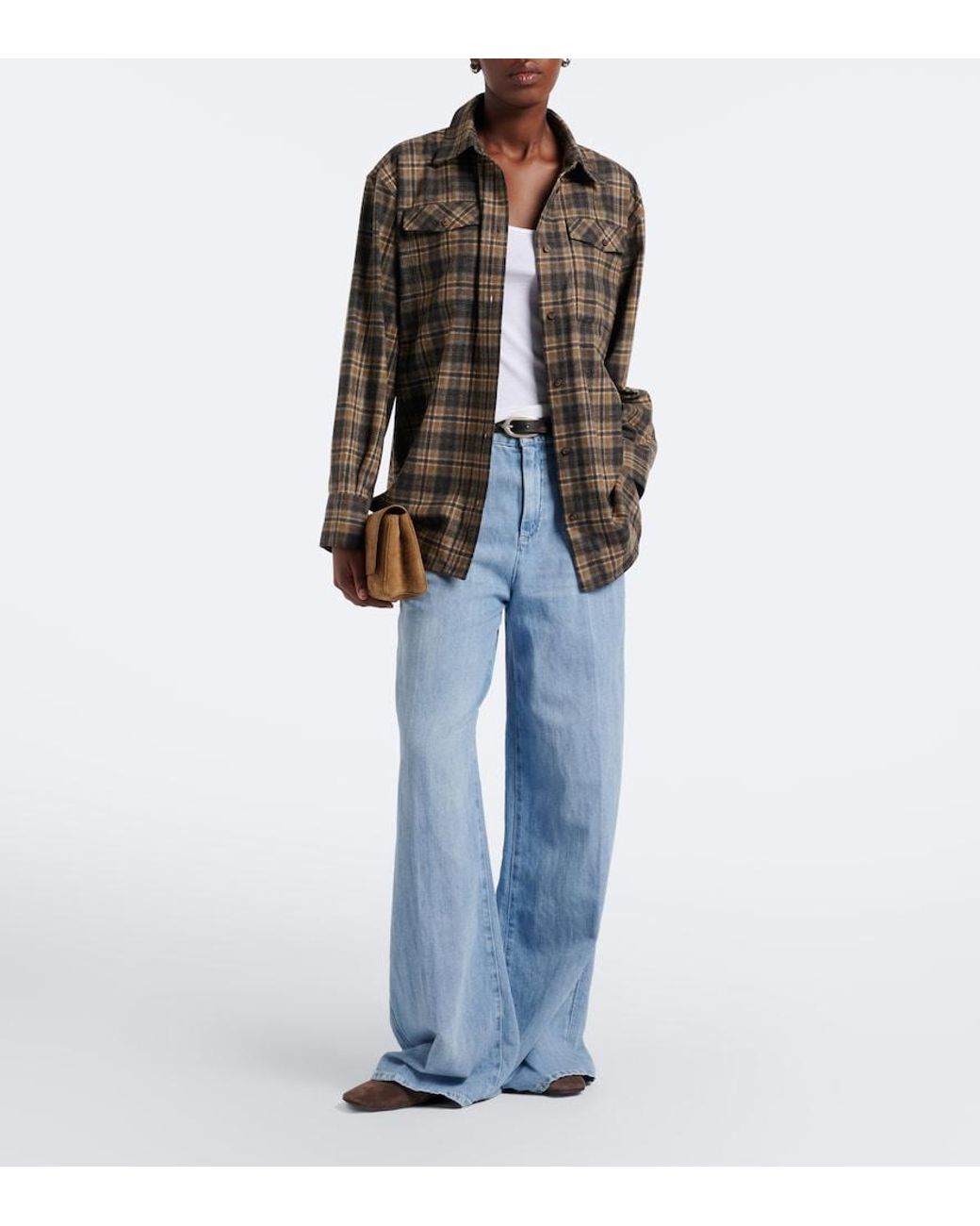Rohe Brown Checked Wool-Blend Overshirt