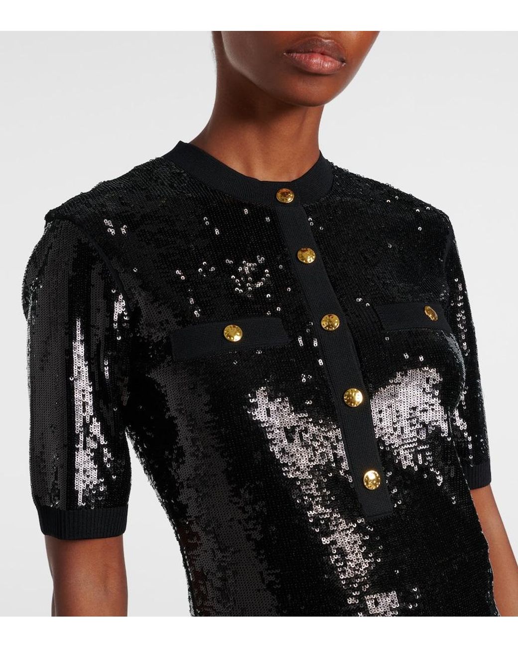 Rebecca Vallance Black Devyn Sequined Top