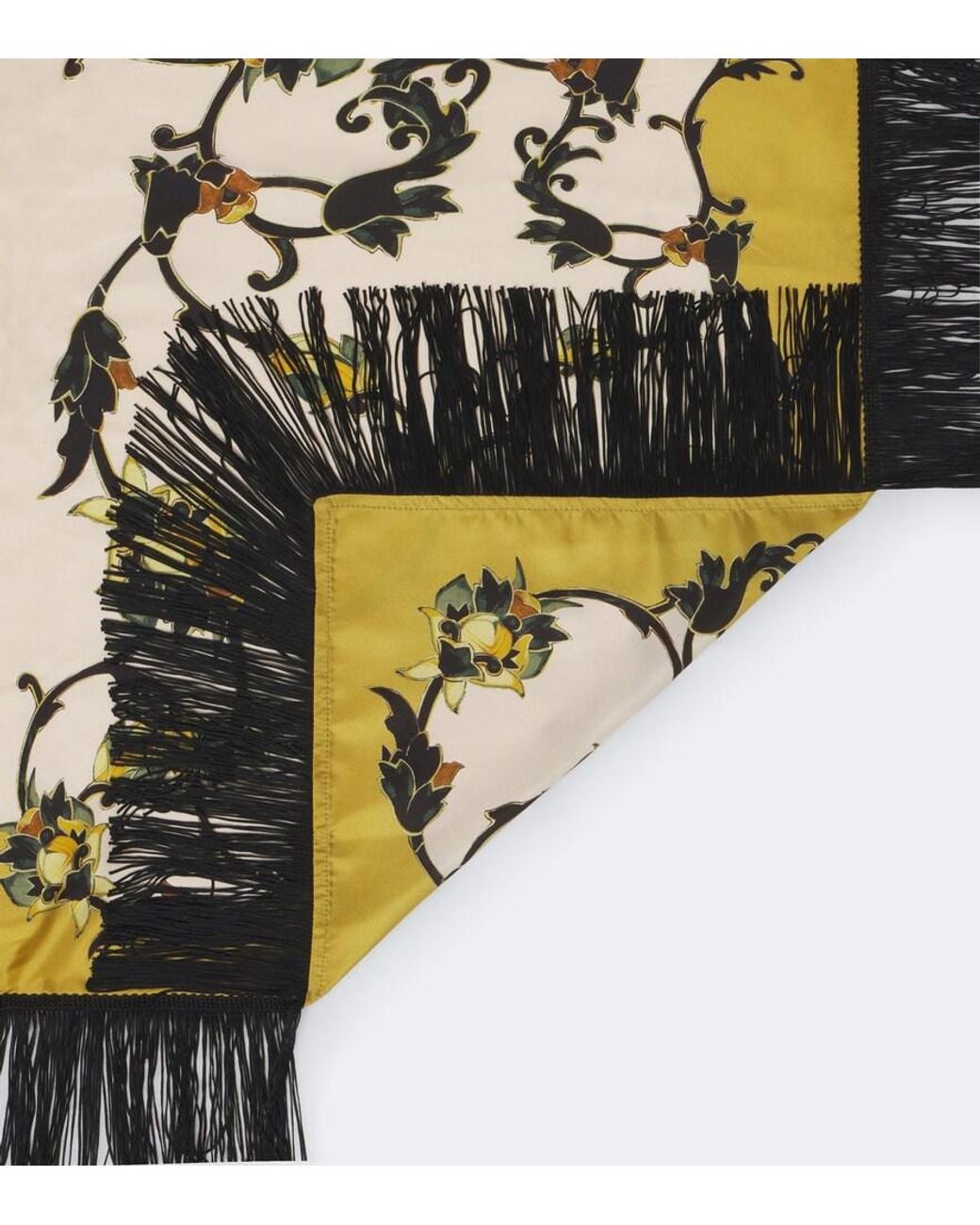 LaDoubleJ Metallic Buttercup Reversible Fringed Silk Scarf