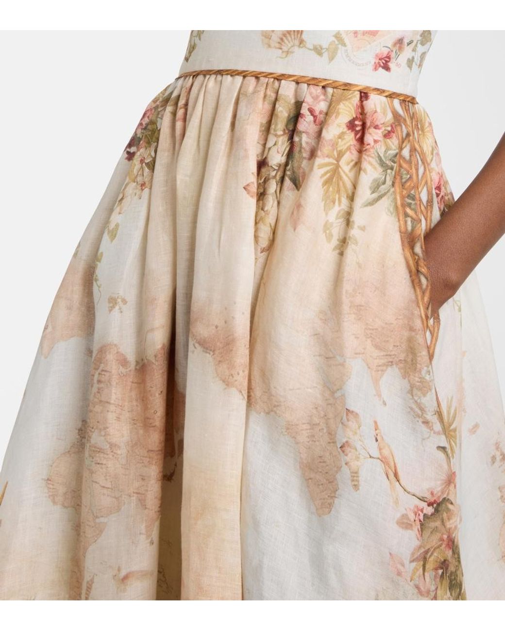 Zimmermann Natural Mahon Printed Linen Midi Dress