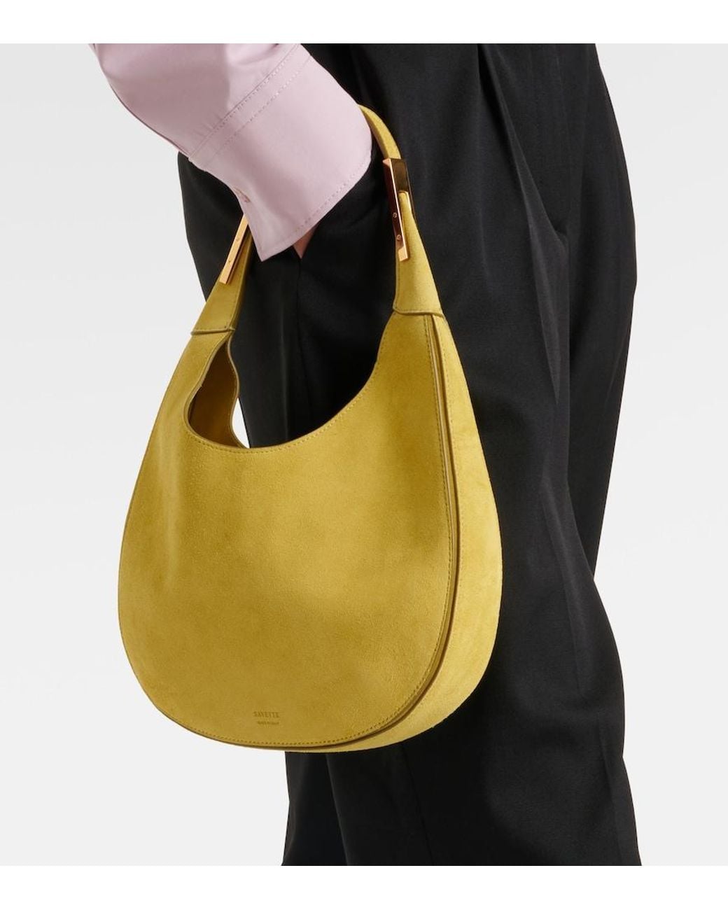 SAVETTE Green Florence Small Suede Shoulder Bag