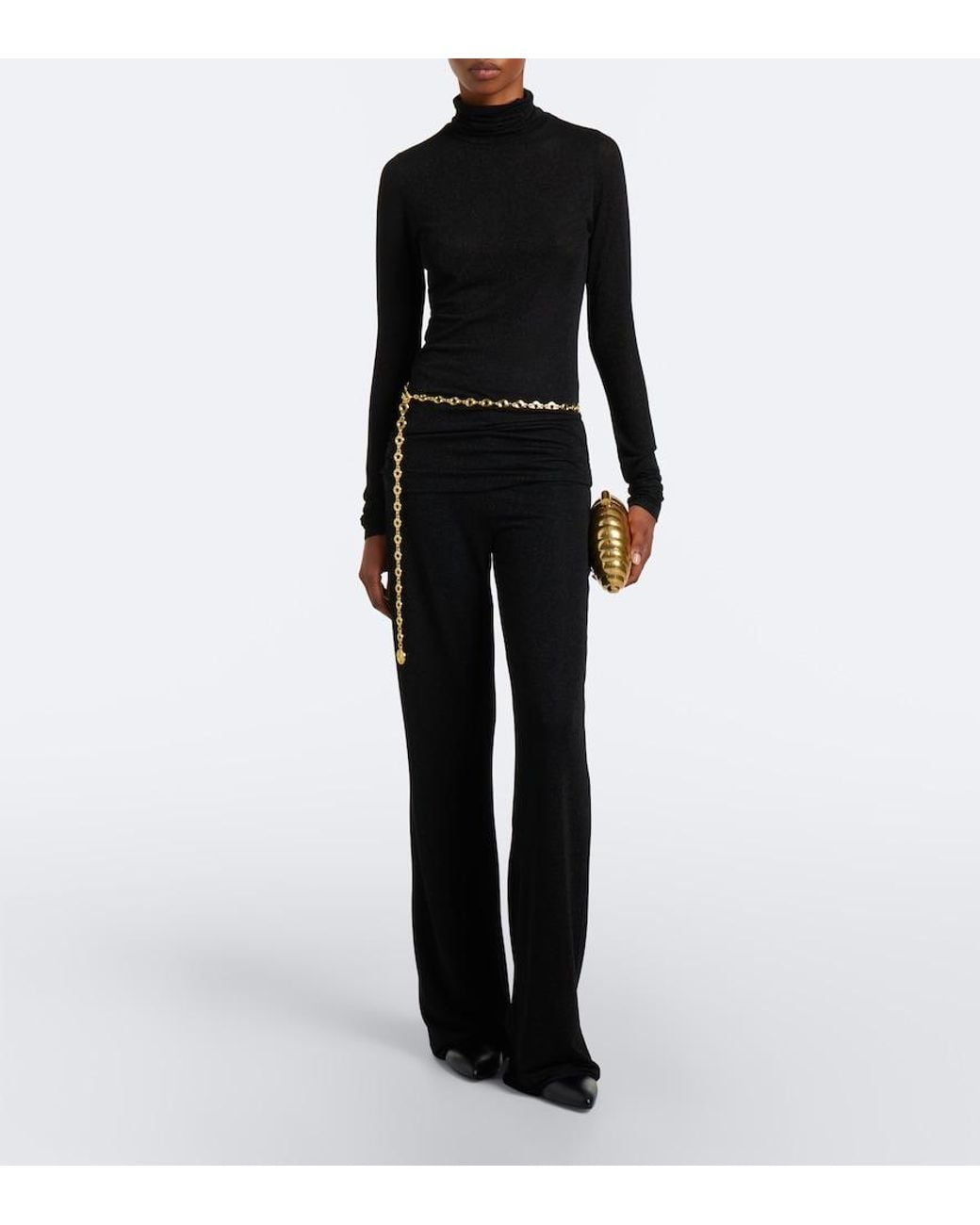 Dorothee Schumacher Black Soft Shimmer Lurex Jersey Straight Pants