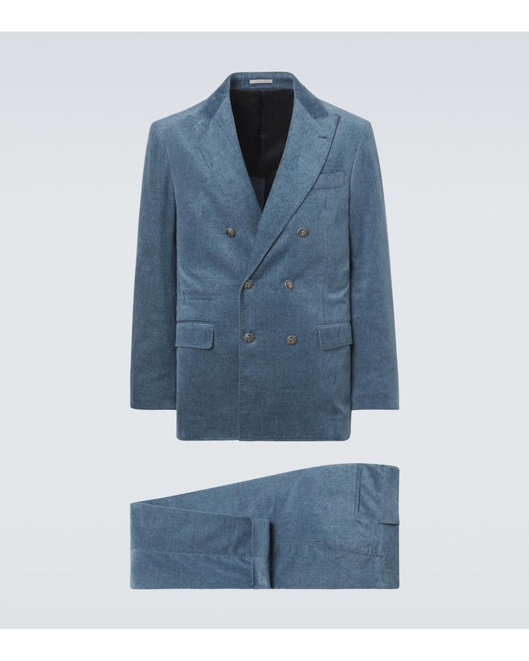 Brunello Cucinelli Blue Cotton Suit for men