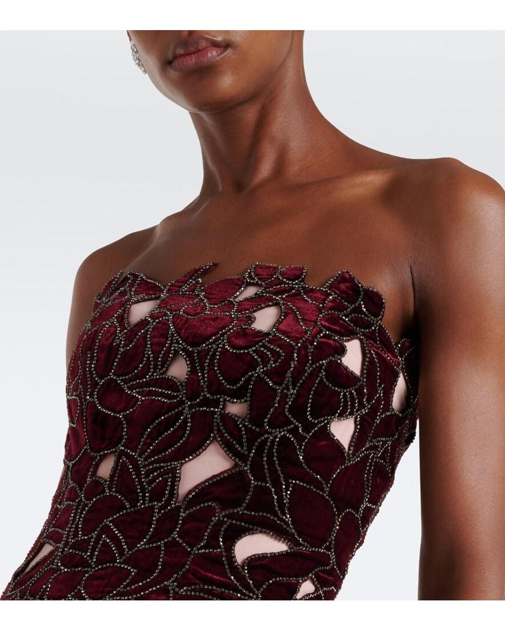 Costarellos Pink Alessi Embellished Velvet And Tulle Gown