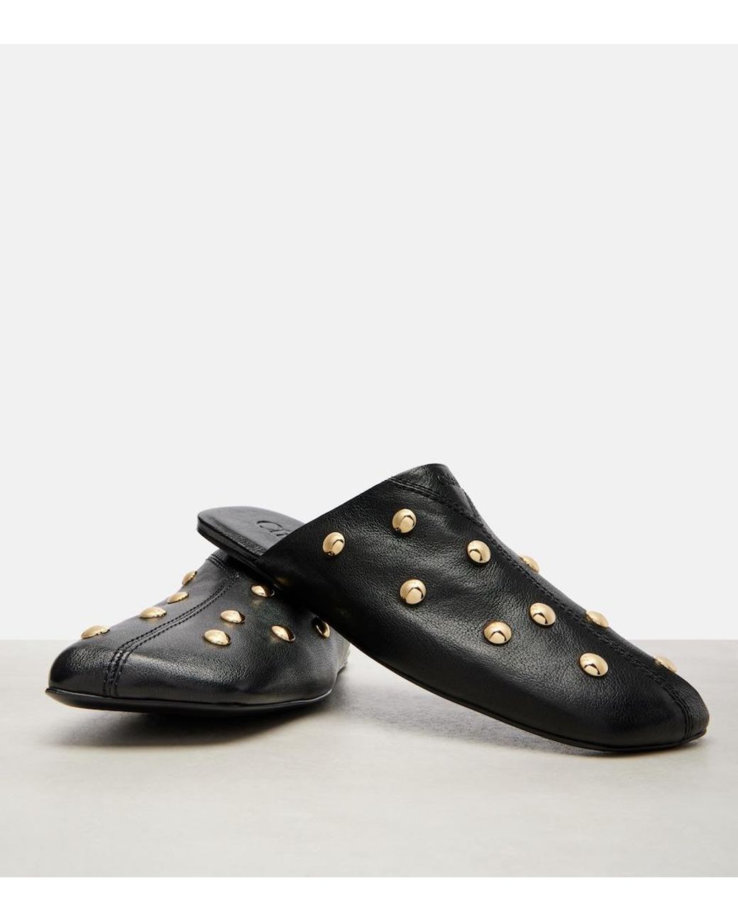 Chloé Black Leather Clogs 'Rita'